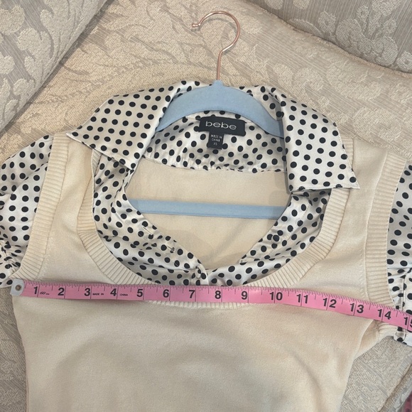 Bebe Beige and Black Polka Dot Blouse - Picture 5 of 5